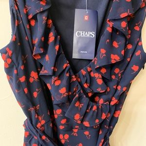 Ralph Lauren CHAPS Navy Red Sleeveless Dress